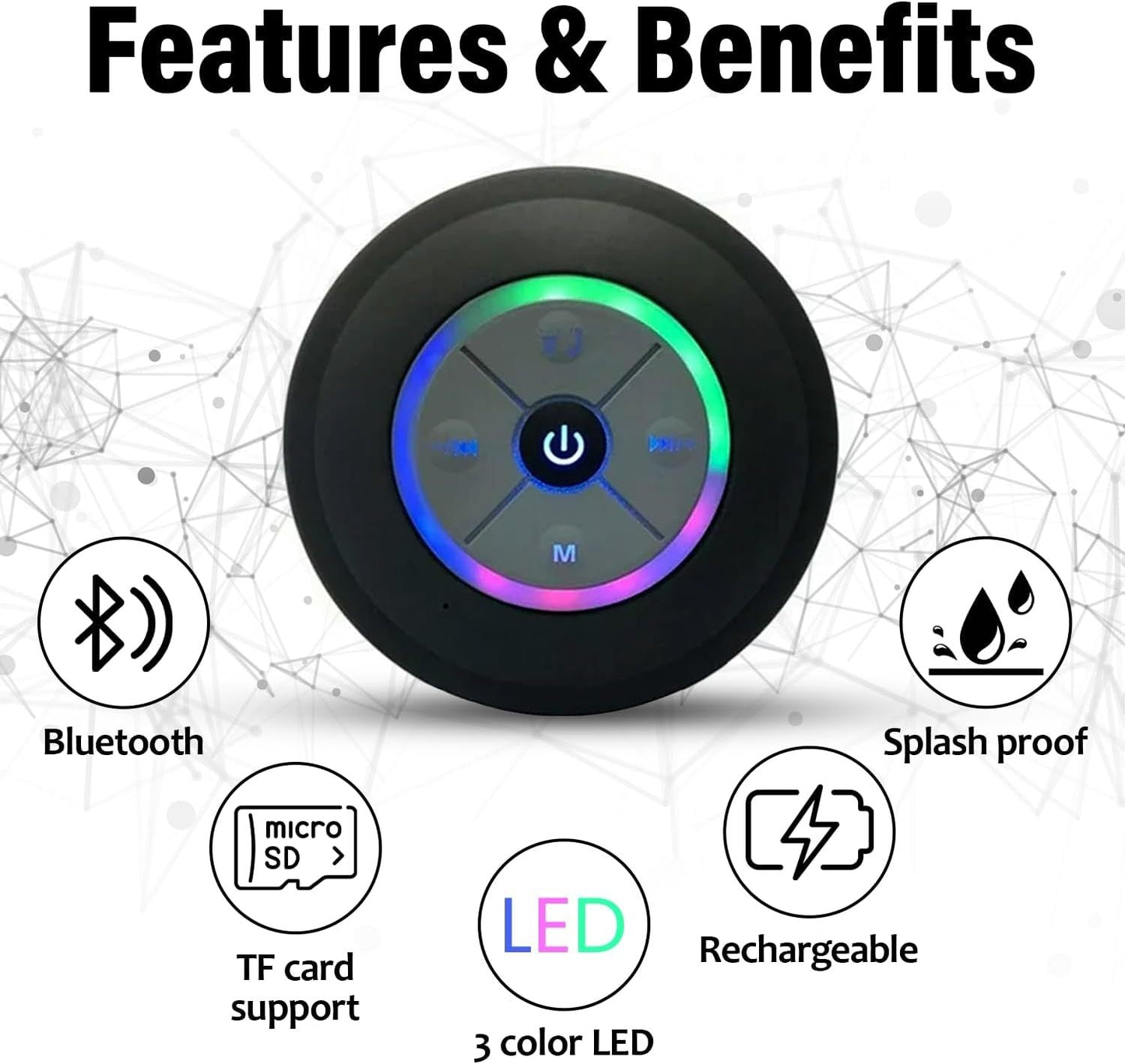 Tragbarer Mini-Bluetooth-Lautsprecher | BT 5.0 | Spritzwassergeschützt | Stereo-Sound