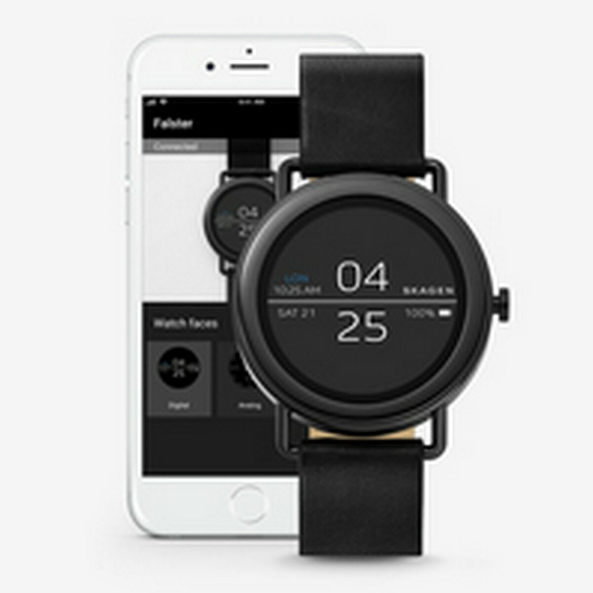 Smartwatch Skagen FALSTER 1 | Herren-Smartwatch | Leder- und Kunststoffgehäuse | Quarzwerk | Multifunktionsdesign