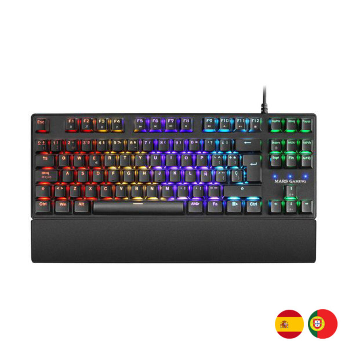 Teclado para juegos Mars Gaming MKXTKLR | Retroiluminación LED RGB | Anti-ghosting | QWERTY en español | USB con cable