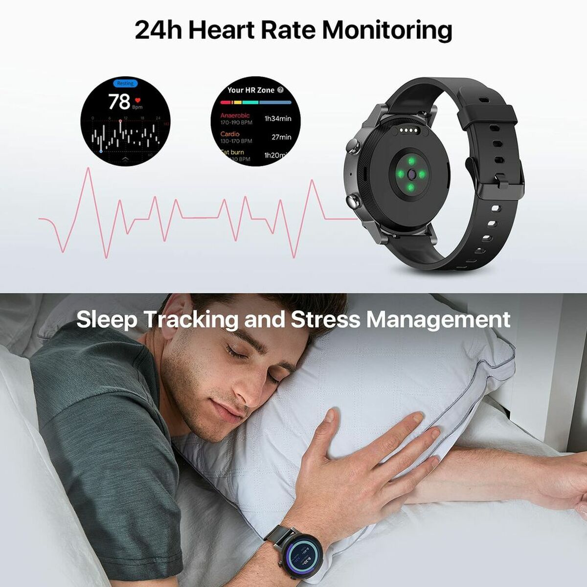 TicWatch E3 Smartwatch | 1,3-Zoll-HD-Bildschirm | GPS | 45 Tage Autonomie | Schwarz