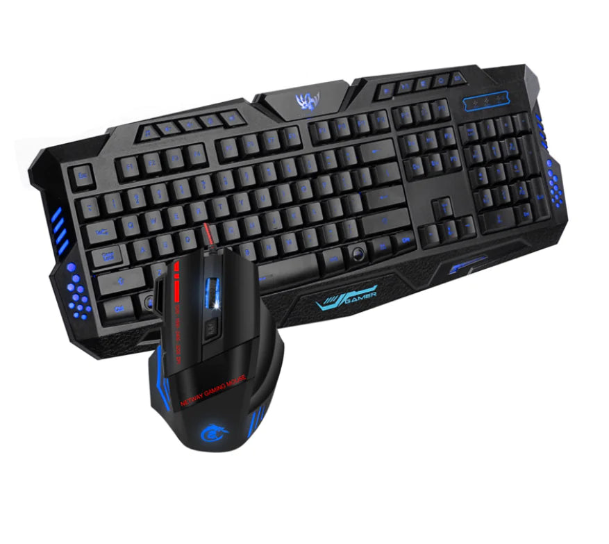 Ratón y teclado para juegos RGB con diseño en inglés | Retroiluminación de 3 colores | 104 teclas | Combo con cable USB | Rendimiento de precisión para juegos