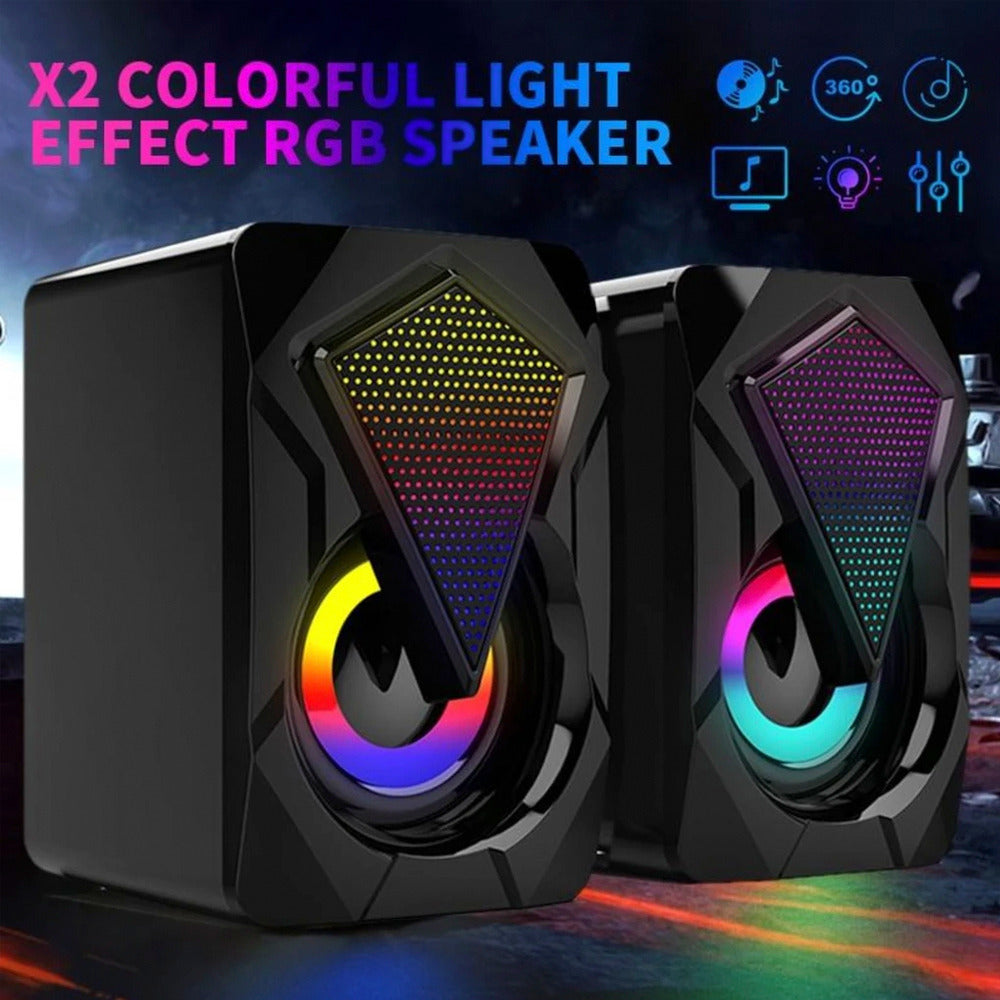 Altavoces para juegos Dragon RGB | Sonido envolvente | Efectos de iluminación LED | Graves profundos para juegos, música y películas