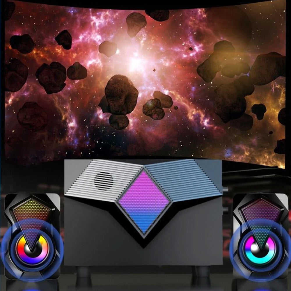 Altavoces para juegos Dragon RGB | Sonido envolvente | Efectos de iluminación LED | Graves profundos para juegos, música y películas