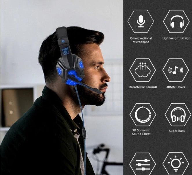 Ninja Dragon G9300 LED Gaming Headset with Microphone | 3.5mm + USB | Multi-Platform Compatibility