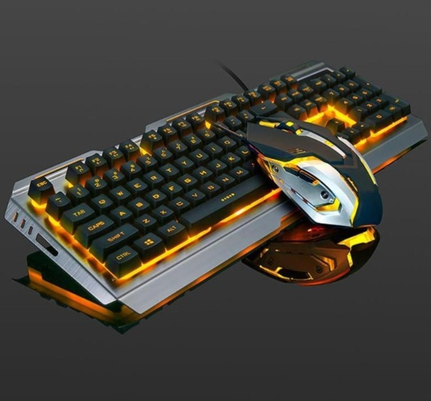 Teclado y ratón para juegos Ninja Dragons con marco de metal dorado tungsteno | Retroiluminación RGB | Diseño duradero | Rendimiento preciso