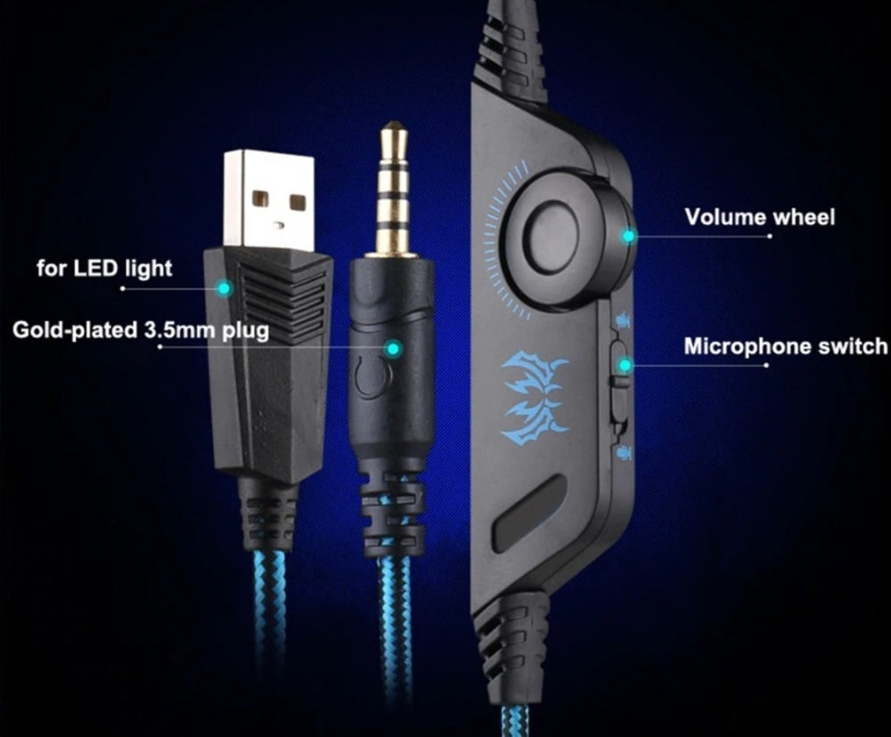 Ninja Dragon G9300 LED Gaming Headset with Microphone | 3.5mm + USB | Multi-Platform Compatibility