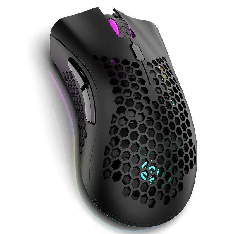 BM600 Rechargeable Wireless Gaming Mouse | RGB Lighting | 2.4G Wireless & Wired Dual Mode | Ergonomic Honeycomb Design | For PC & Laptop