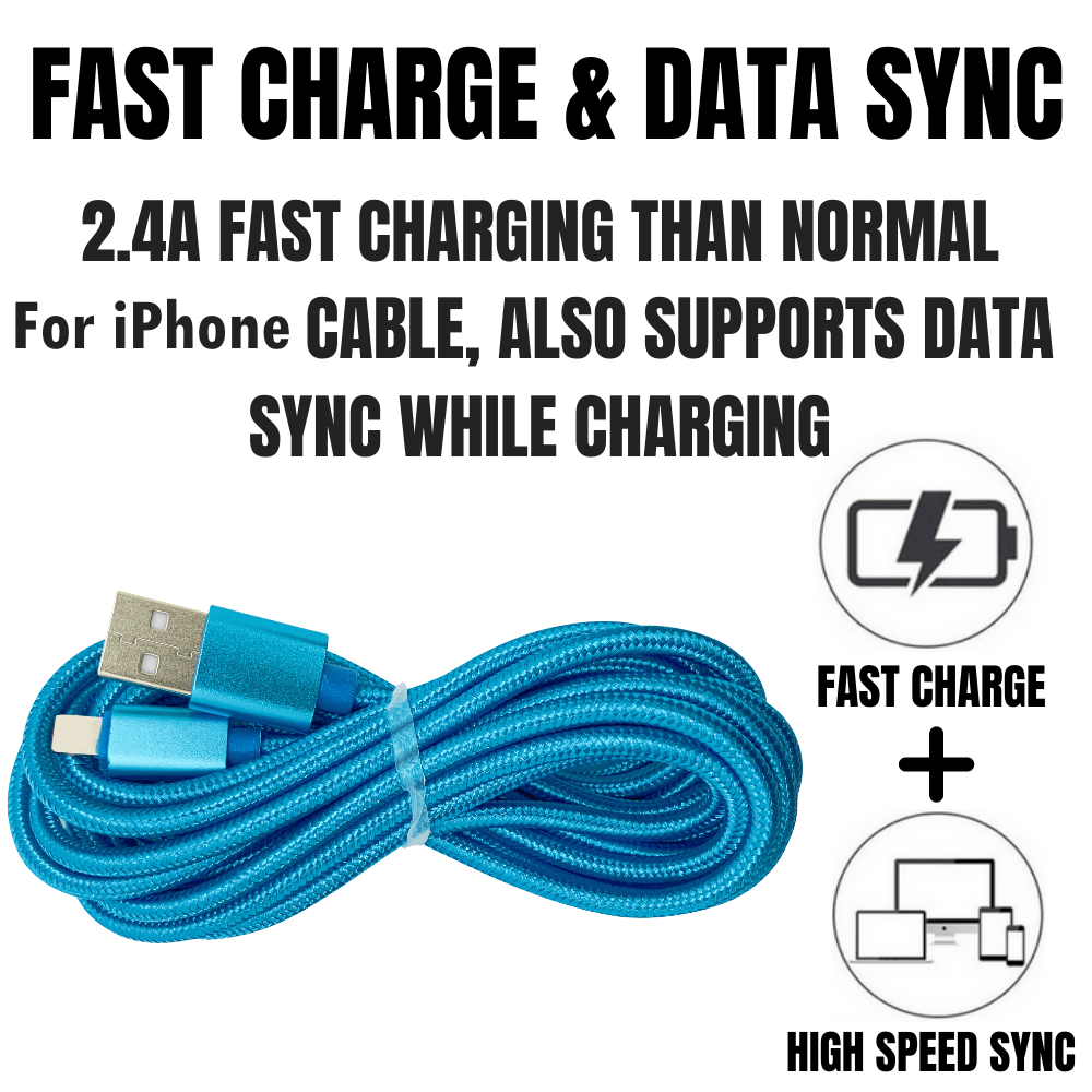 Cable de carga XL para iPhone (paquete de 2, 3 m) | Extra largo, duradero y de carga rápida, compatible con iPhone, iPad, iPod y más