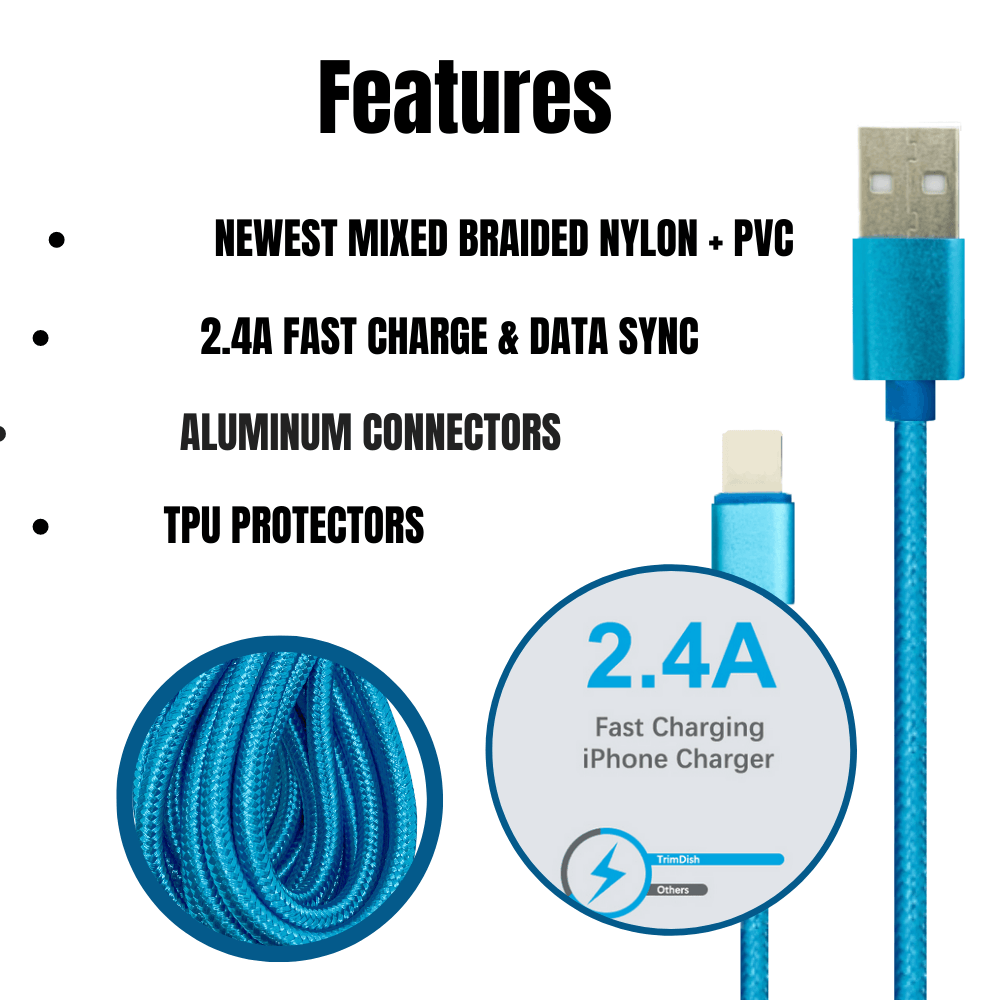 Cable de carga XL para iPhone (paquete de 2, 3 m) | Extra largo, duradero y de carga rápida, compatible con iPhone, iPad, iPod y más