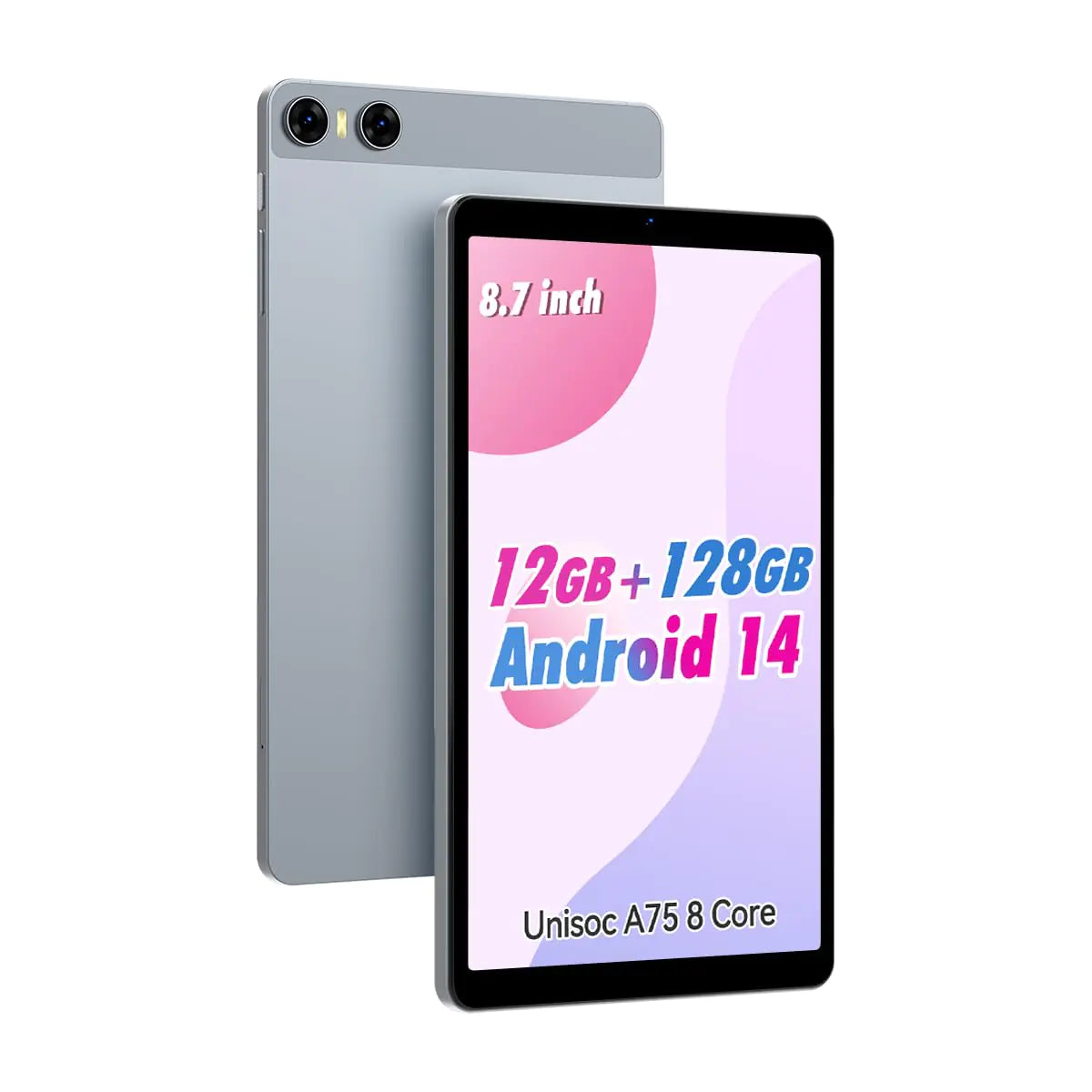 Tablet A80 Android 14 de 8,7 pulgadas | 12 GB de RAM y 128 GB de ROM | Octa-Core Unisoc T606 | Pantalla Widevine L1 HD