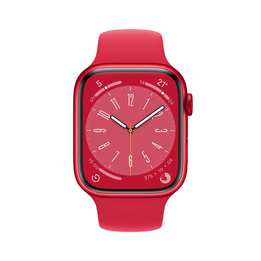 Apple Watch Series 8 45 mm | OLED-Display | Rotes Aluminiumgehäuse | GPS + WLAN + Bluetooth 5.0 | Smartwatch mit Gesundheits- und Fitness-Tracker