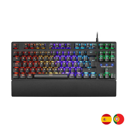 Teclado para juegos Mars Gaming MKXTKLR | Retroiluminación LED RGB | Anti-ghosting | QWERTY en español | USB con cable