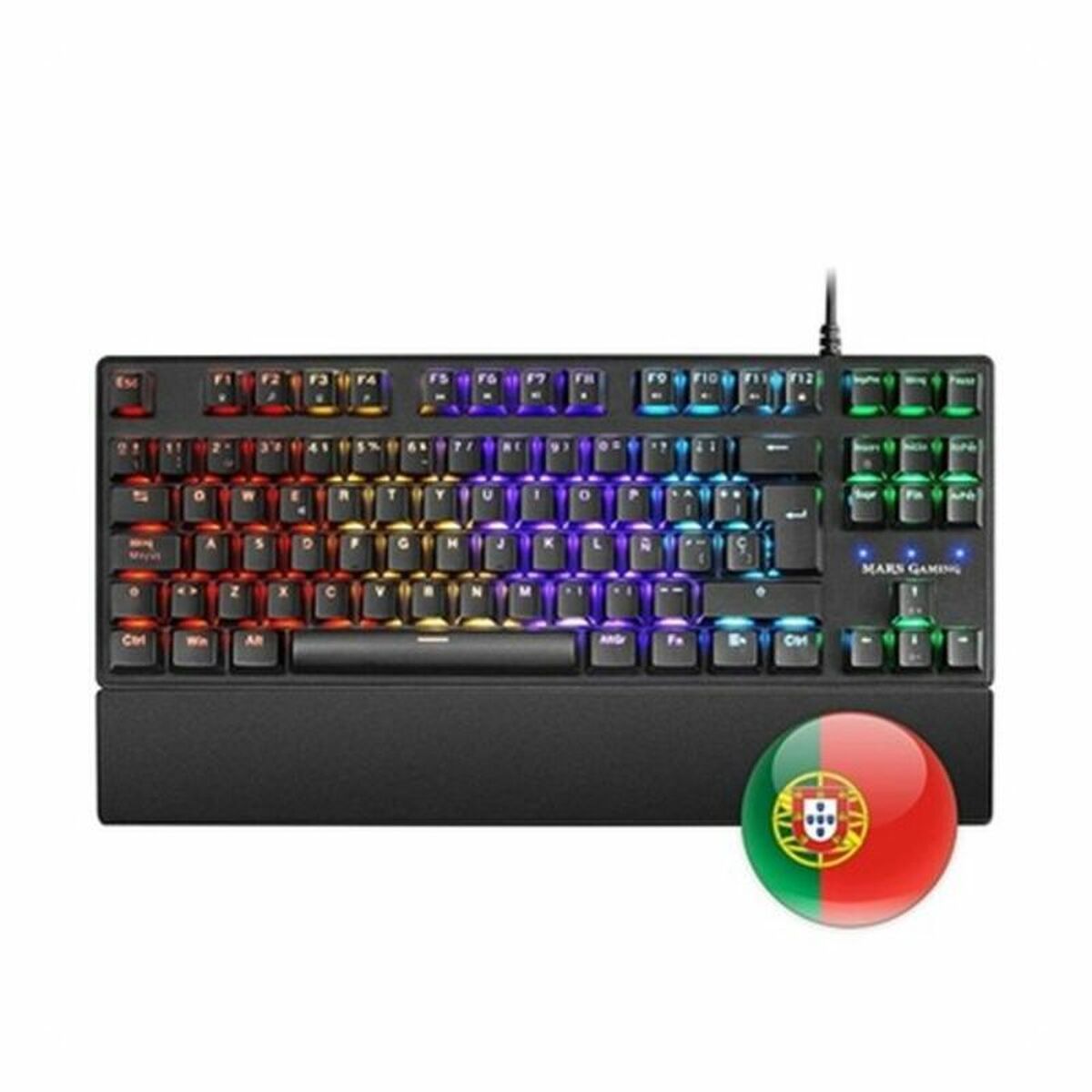Teclado para juegos Mars Gaming MKXTKLR | Retroiluminación LED RGB | Anti-ghosting | QWERTY en español | USB con cable