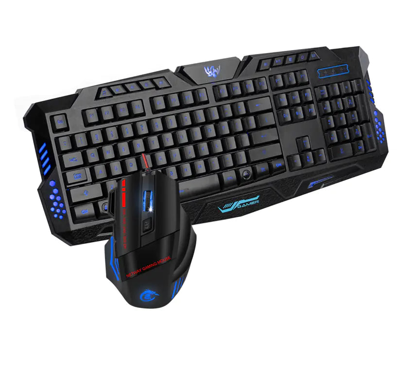 Ratón y teclado para juegos RGB con diseño en inglés | Retroiluminación de 3 colores | 104 teclas | Combo con cable USB | Rendimiento de precisión para juegos