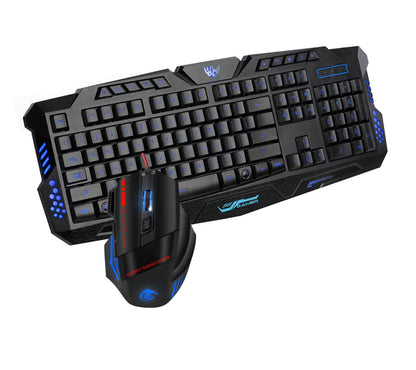 Ratón y teclado para juegos RGB con diseño en inglés | Retroiluminación de 3 colores | 104 teclas | Combo con cable USB | Rendimiento de precisión para juegos