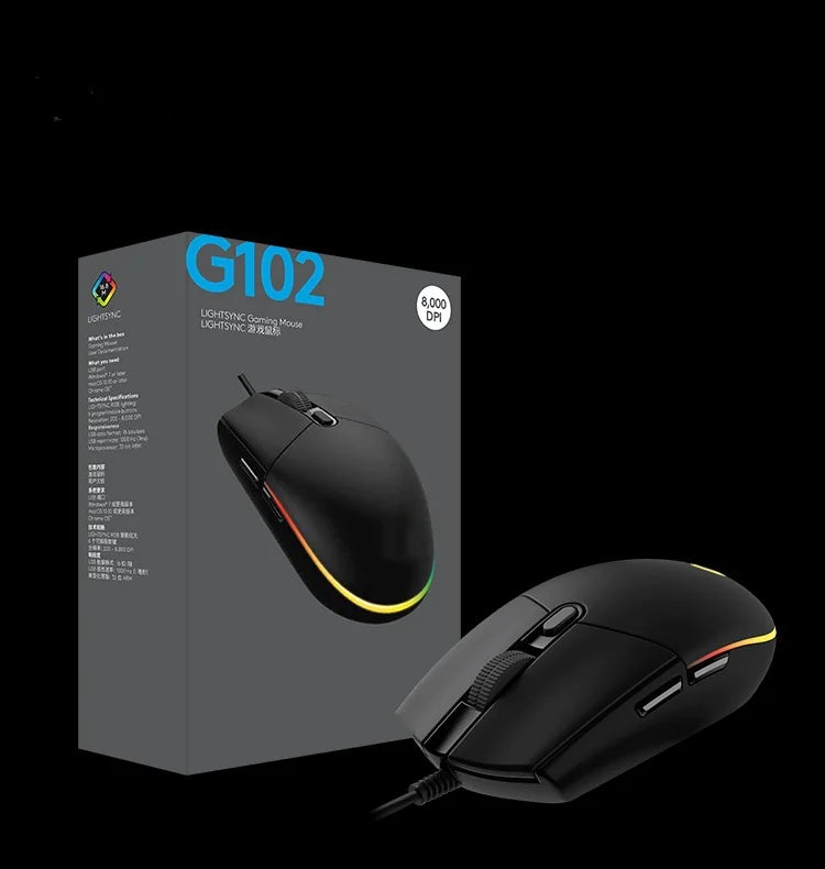 RGB Wired Gaming Mouse | High-Precision Optical Sensor | Adjustable DPI | USB Wired | Ergonomic Design | G102 Black
