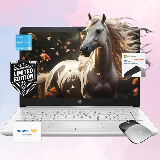 HP 14″ Back to School Limited Edition | Intel Pentium Silver N5030 | 16 GB RAM | 1 TB Storage | Windows 11 Home | w/WOWPC Bundle