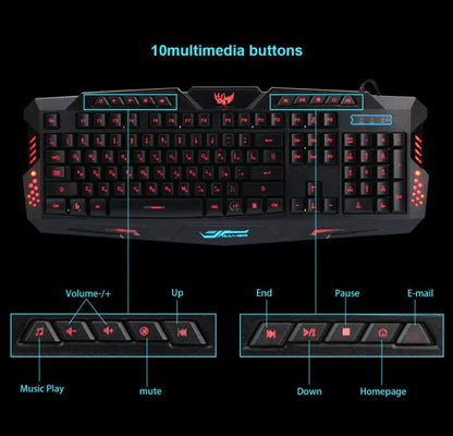 Teclado y ratón para juegos RGB M200 Crackle Design | 108 teclas | Retroiluminación tricolor | Cable USB | Ergonómico y duradero