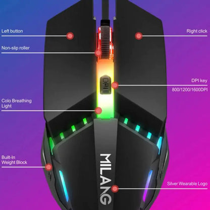 RYRA M5 RGB Wired Gaming Mouse | USB Optical | 4 Buttons | RGB LED Lighting | Precision Control for PC & Laptop