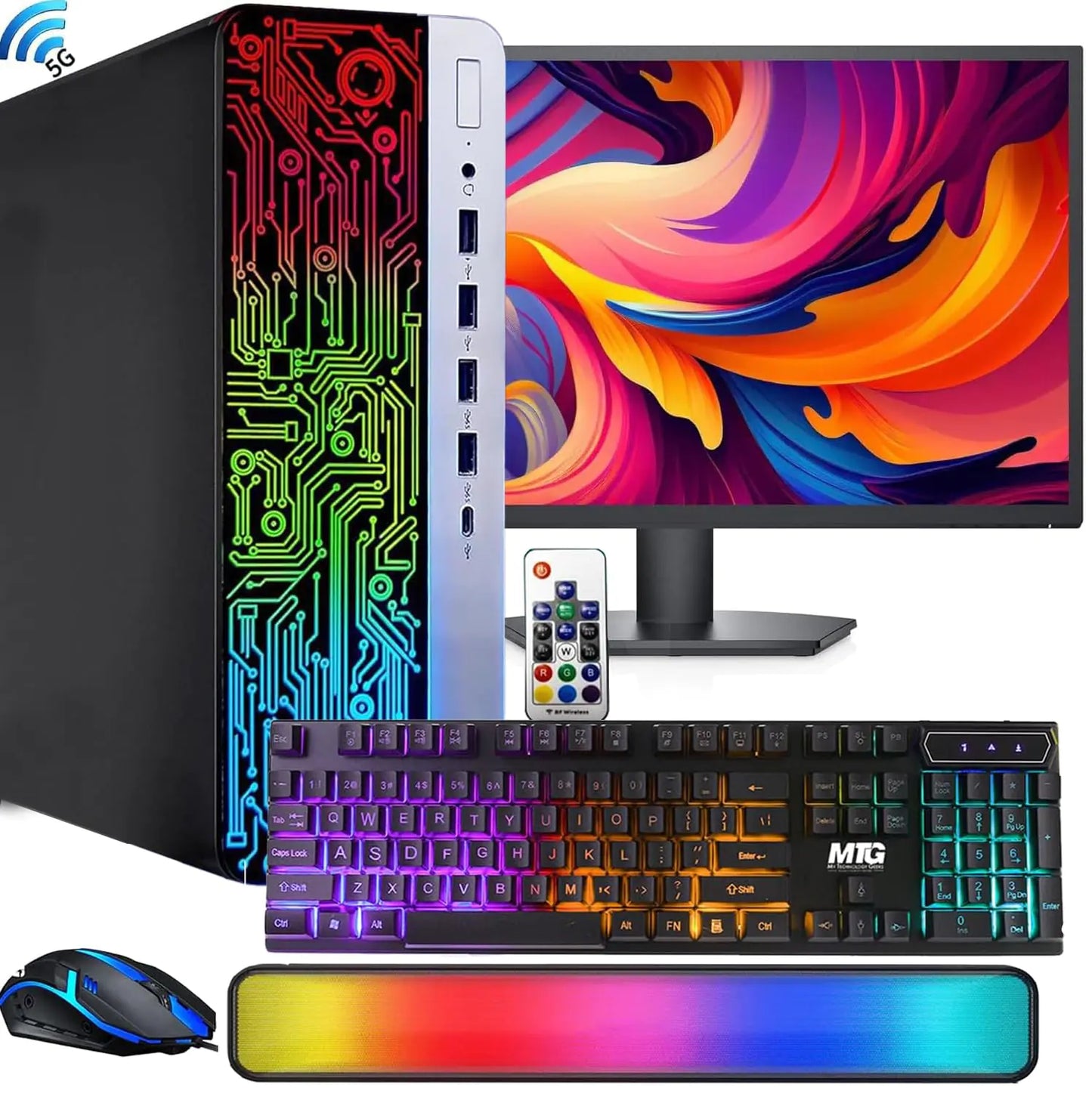 HP ProDesk 600 G3 RGB-Desktop-PC | Intel Core i5-6500 6. Generation | 16 GB DDR4 RAM | 256 GB SSD | 22-Zoll-IPS-Monitor | WLAN | Windows 10 Pro | Gaming-Tastatur und -Maus | Erneuert