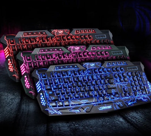 Teclado y ratón para juegos RGB M200 Crackle Design | 108 teclas | Retroiluminación tricolor | Cable USB | Ergonómico y duradero