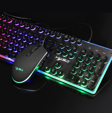 Ratón y teclado para juegos RGB con diseño en inglés | Retroiluminación de 3 colores | 104 teclas | Combo con cable USB | Rendimiento de precisión para juegos