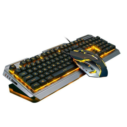 Teclado y ratón para juegos Ninja Dragons con marco de metal dorado tungsteno | Retroiluminación RGB | Diseño duradero | Rendimiento preciso