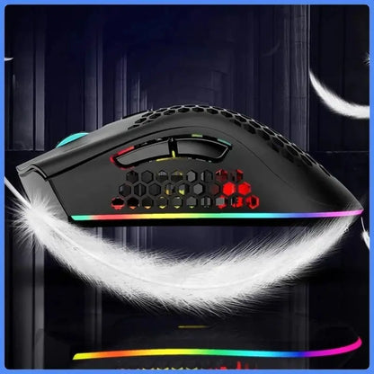 BM600 Rechargeable Wireless Gaming Mouse | RGB Lighting | 2.4G Wireless & Wired Dual Mode | Ergonomic Honeycomb Design | For PC & Laptop