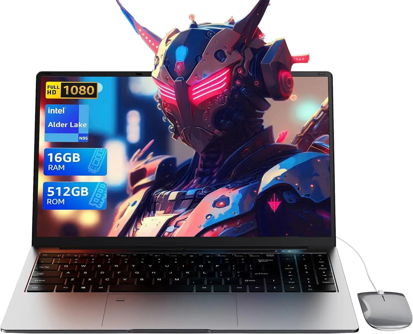 SAINTDISE 15,6-Zoll-Laptop-Computer – Quad-Core N95-Prozessor (bis zu 3,4 GHz), Gaming-Laptop, 16 GB DDR4, 512 GB SSD, Studenten-Business-Laptop-PC, unterstützt Touch ID, WiFi BT4.2, HDMI, USB 3.0