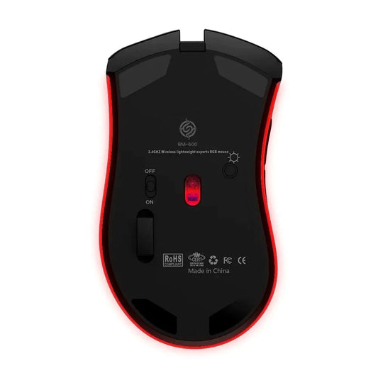 BM600 Rechargeable Wireless Gaming Mouse | RGB Lighting | 2.4G Wireless & Wired Dual Mode | Ergonomic Honeycomb Design | For PC & Laptop
