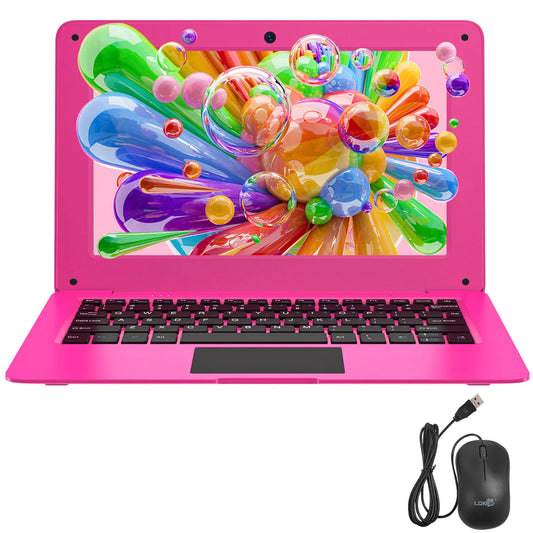 Mini Laptop 10.1″ for Kids | Student Travel Notebook | 8 GB RAM | 128 GB SSD | Intel Celeron N4000 | Pink