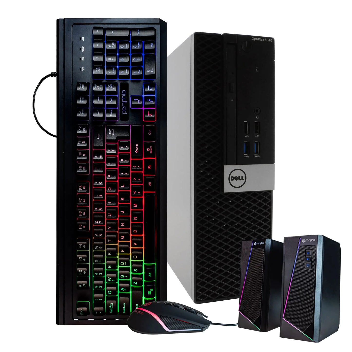 Dell OptiPlex 3040 Desktop Computer | Intel Quad-Core i5 | 8GB RAM | 240GB SSD | Wi-Fi & Bluetooth | Windows 10 Home | RGB Keyboard, Mouse & Speakers | Renewed