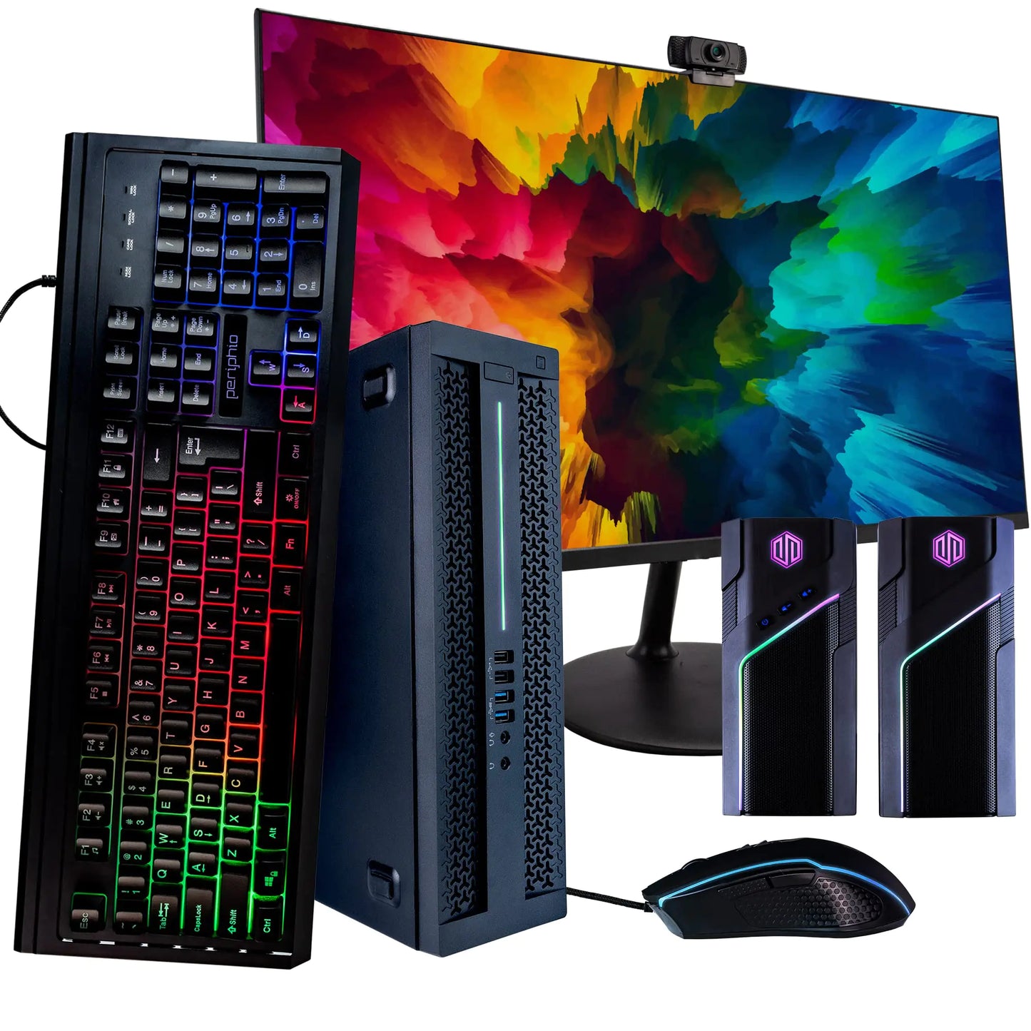 Computadora de escritorio familiar RGB | Intel i5 de cuatro núcleos (3.2 GHz) | 8 GB de RAM DDR3 | SSD de 500 GB | Windows 10 Home | Ideal para el hogar, la escuela y streaming | Renovada