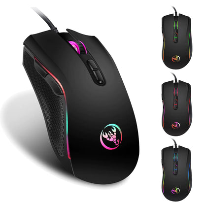 RGB Gaming Wired Mouse for eSports | Precision Optical Sensor | Ergonomic Design | Colorful LED Lighting