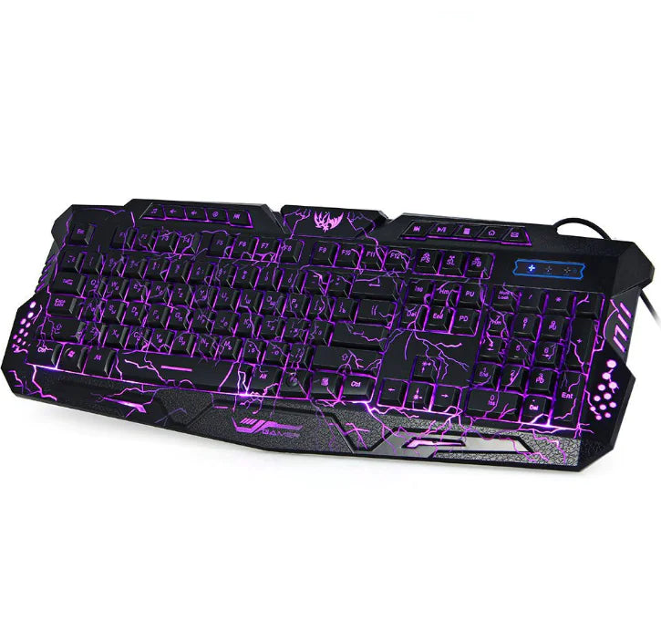 Teclado y ratón para juegos RGB M200 Crackle Design | 108 teclas | Retroiluminación tricolor | Cable USB | Ergonómico y duradero