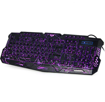 Teclado y ratón para juegos RGB M200 Crackle Design | 108 teclas | Retroiluminación tricolor | Cable USB | Ergonómico y duradero