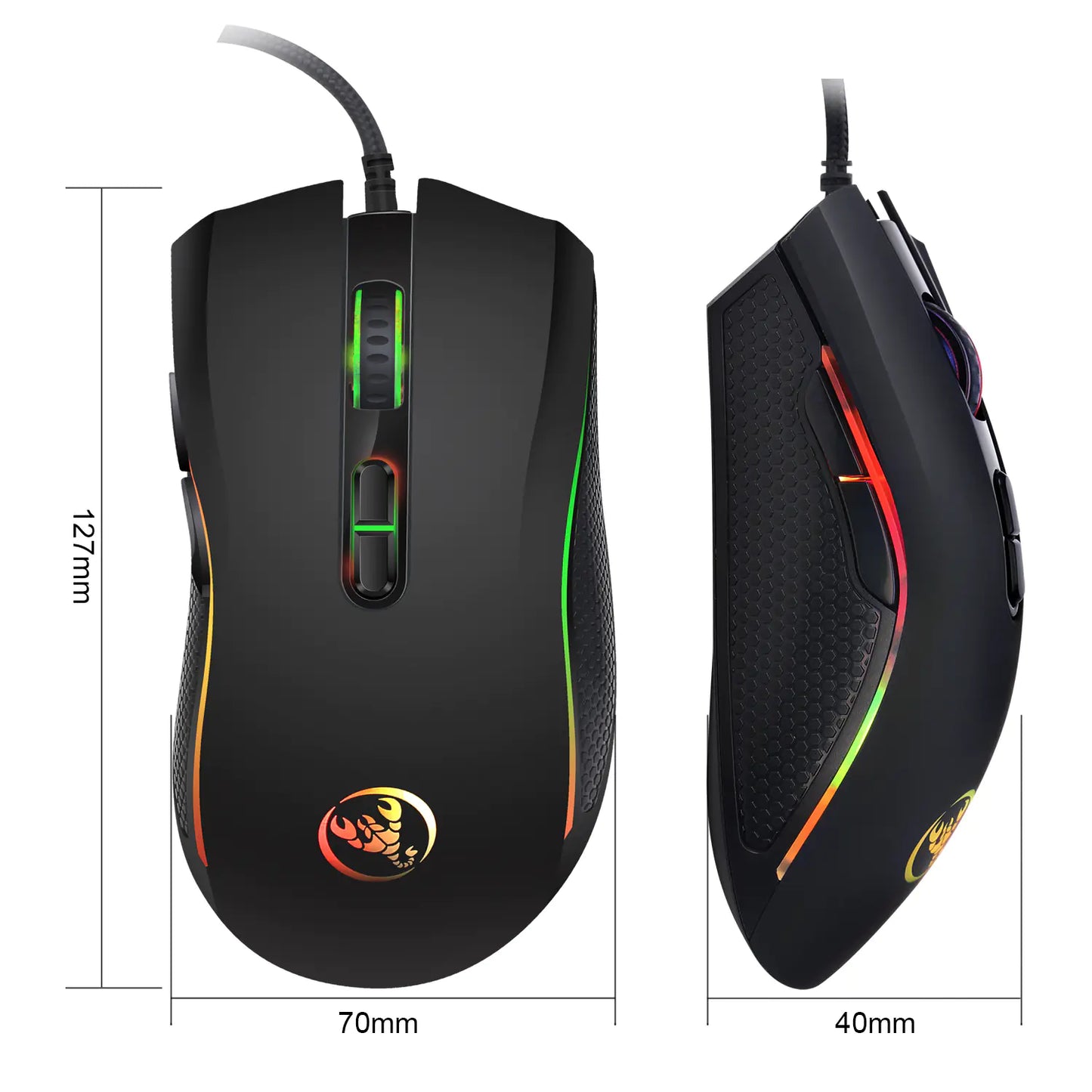 RGB Gaming Wired Mouse for eSports | Precision Optical Sensor | Ergonomic Design | Colorful LED Lighting